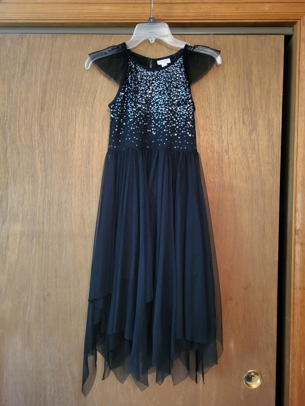 Cat And Jack Black Sparkle Tulle Party Dress, Girls Size 7/8